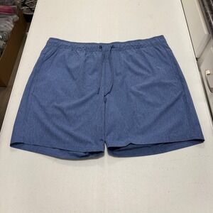 Eddie Bauer Mens Blue Heathered Athletic Hiking Shorts XXL Drawstring Waist